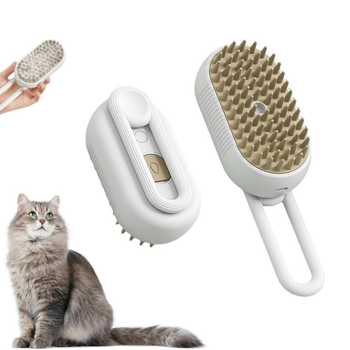 3-in-1 Steam Brush for Pets | Electric Comb with Spray