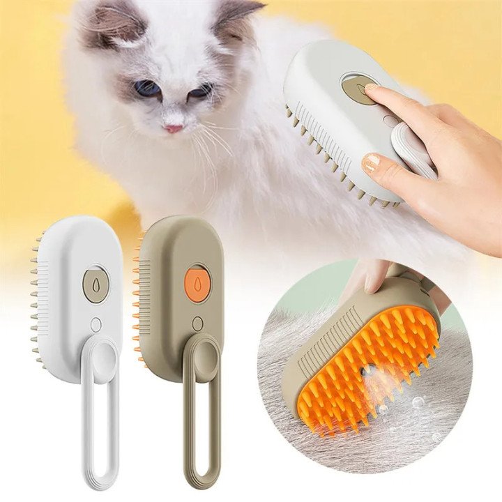 3-in-1 Steam Brush for Pets | Electric Comb with Spray