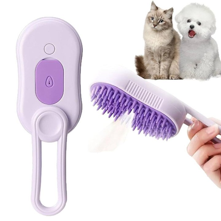 3-in-1 Steam Brush for Pets | Electric Comb with Spray