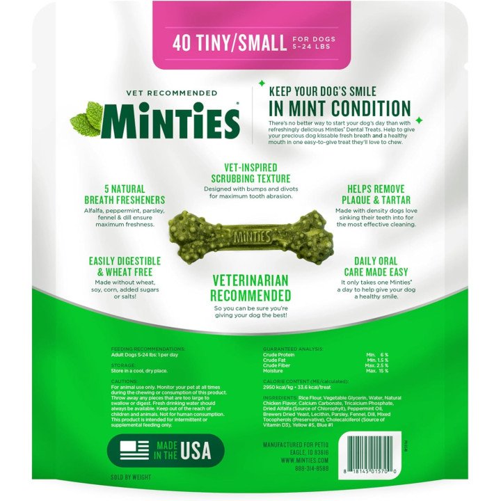 Minties VetIQ Dental Treats for Dogs – Fresh Breath & Anti-Tartar