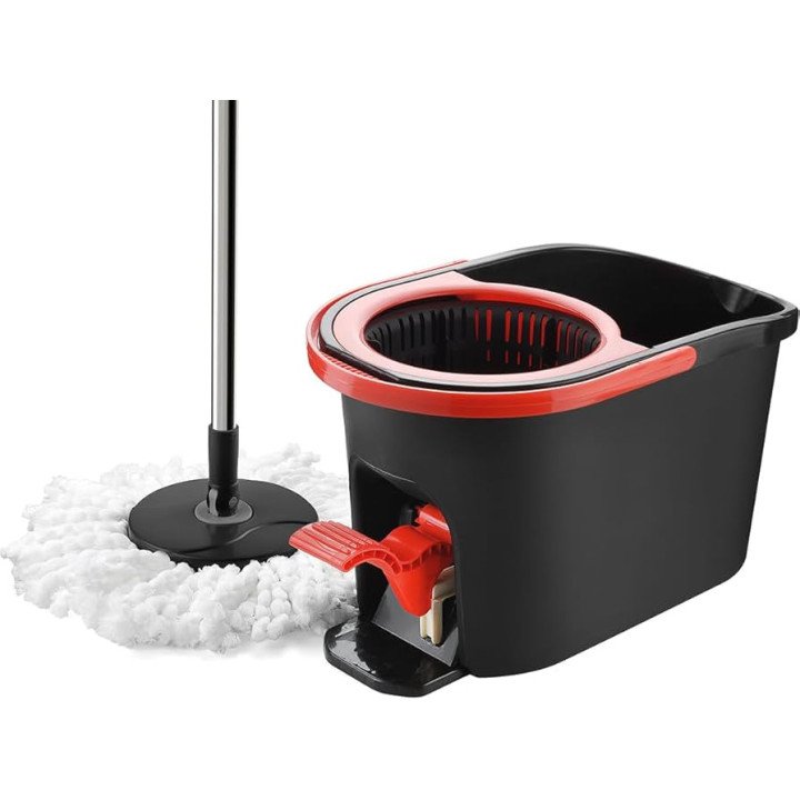 O-Cedar EasyWring Spin Mop | Kit Serpillière Microfibre avec Seau Essoreur à Pédale