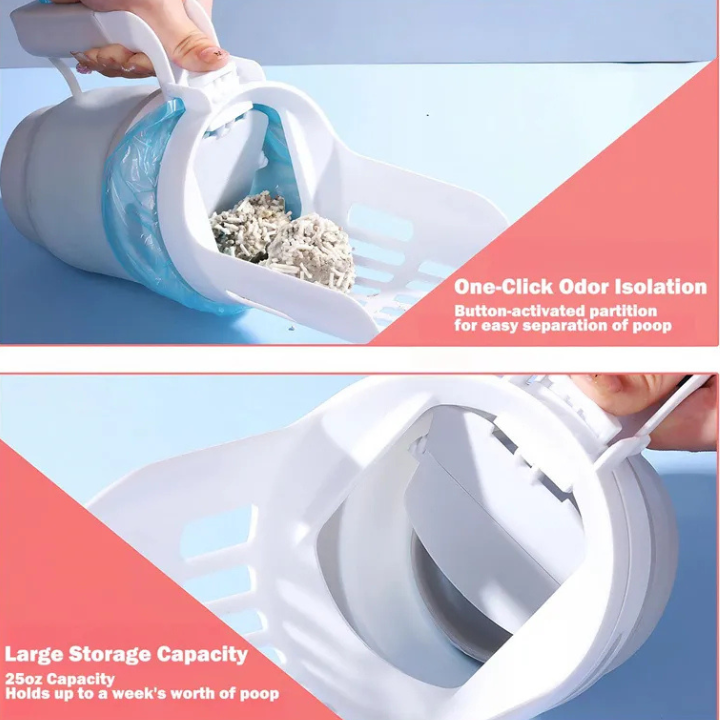 Pelle Tampon Litière Chat 2-en-1 | Nettoyeur Auto-Nettoyant avec Sacs