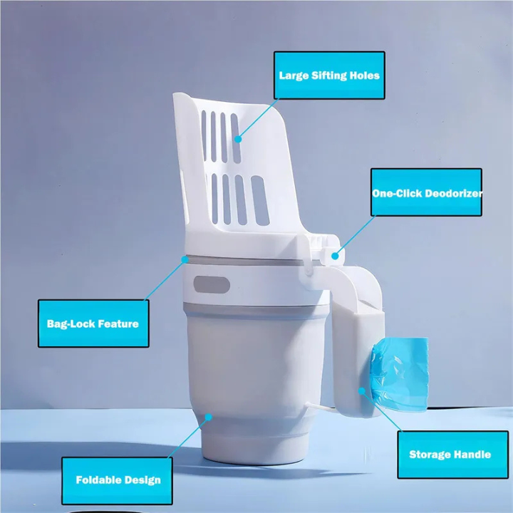 Pelle Tampon Litière Chat 2-en-1 | Nettoyeur Auto-Nettoyant avec Sacs