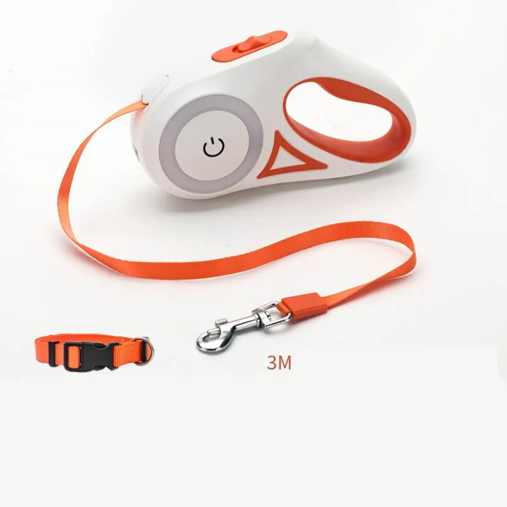 Laisse Rétractable avec Collier et Lampe LED – Sécurité et Confort pour Chiens et Chats