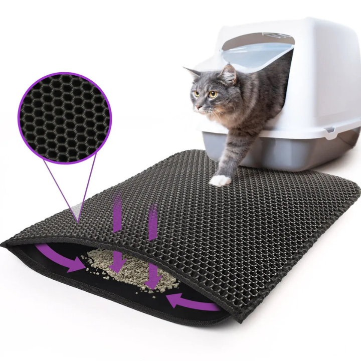 Tapis Litière Chat – Design Double Couche Imperméable et Antidérapant