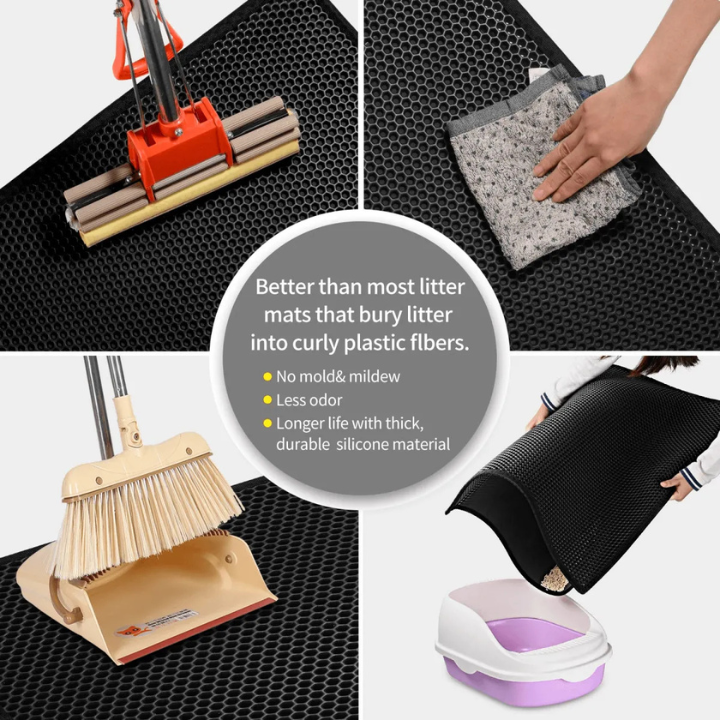 Tapis Litière Chat – Design Double Couche Imperméable et Antidérapant