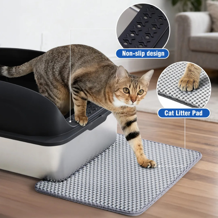 Boîte à Litière Acier Inoxydable pour Chats – Couvercle, Pelle et Tapis