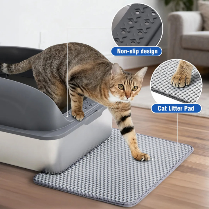 Boîte à Litière Acier Inoxydable pour Chats – Couvercle, Pelle et Tapis