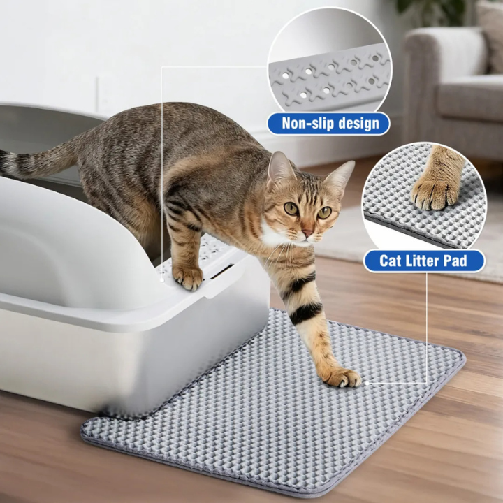 Boîte à Litière Acier Inoxydable pour Chats – Couvercle, Pelle et Tapis