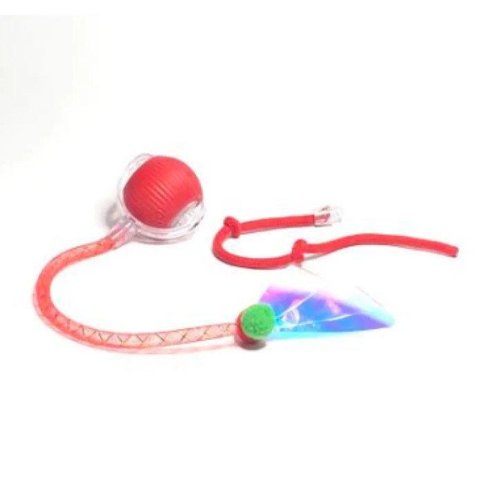 Interactive Cat Ball – Red with Dragonfly Tail