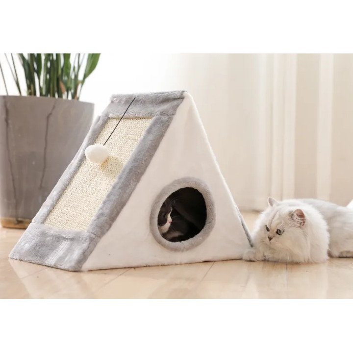 Jouet Griffoir Triangle Sisal pour Chat – Accessoire Naturel et Élégant