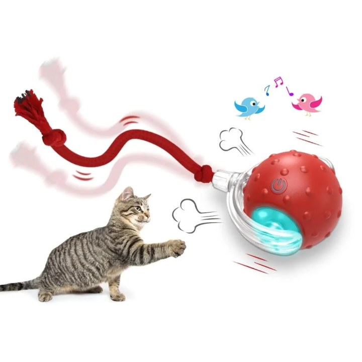 Interactive Cat Ball – Red with Dragonfly Tail