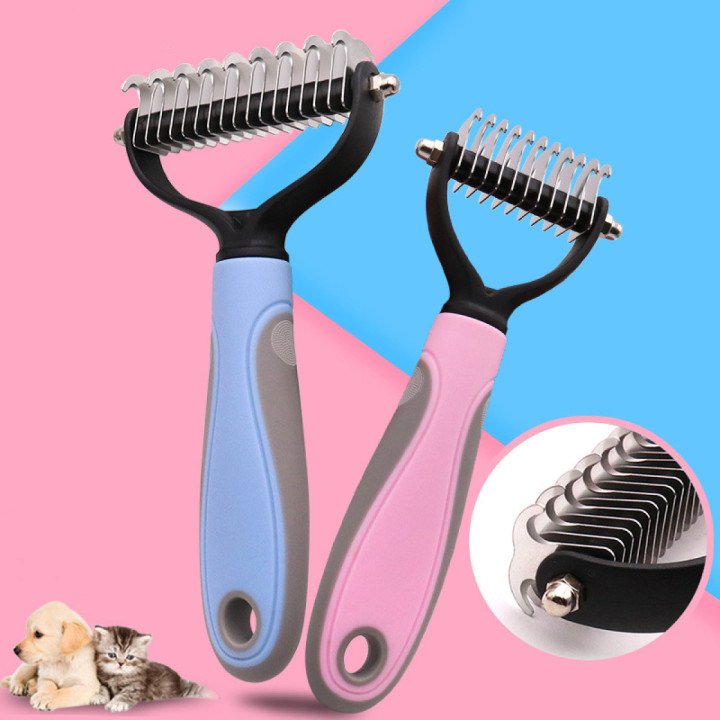Brosse Double-Face Animaux | Peigne Inox Chien et Chat – Démêlage et Réduction Mue